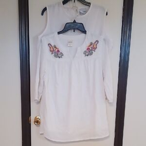 Blair Ivory Cotton Embroidered Top with An Ivory Tank